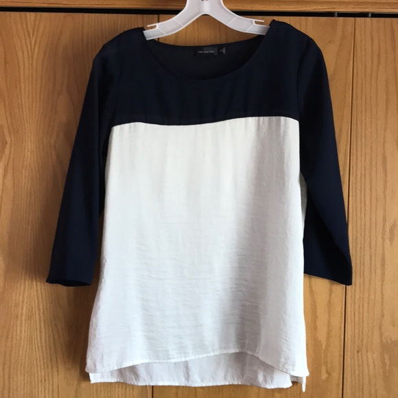 The Limited Tops - The Limited Navy and White Color Block Top